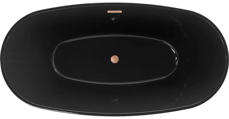 Mexen Eris, voľne stojaca vaňa 170 x 80 cm, čierna,  medený prepad, 53441708070-65