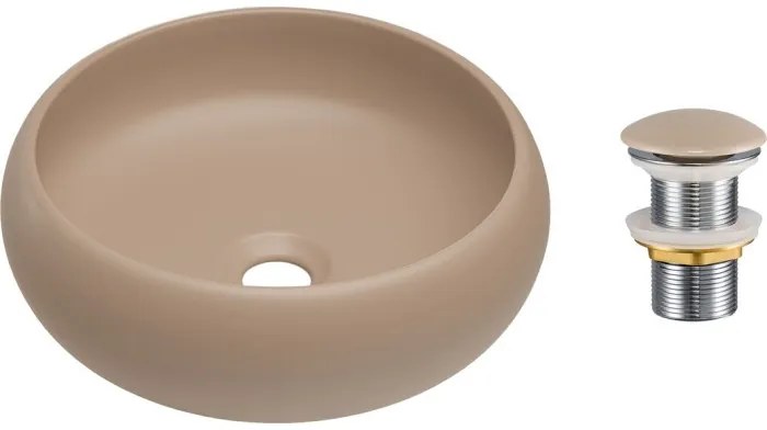 Závěsná skříňka Nova Cashmere I s deskou a umyvadlem 80 cm kašmír/bílá