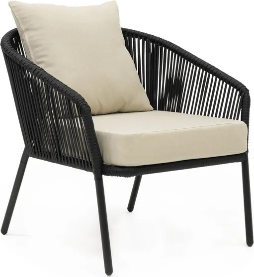 Záhradný nábytok na terasu – pohovka, kreslá a stolík Springos GF0116 čierno-béžová súprava