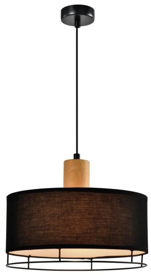 Závesný luster ARDI na lanku, 1xE27/40W/230V, čierna/hnedá