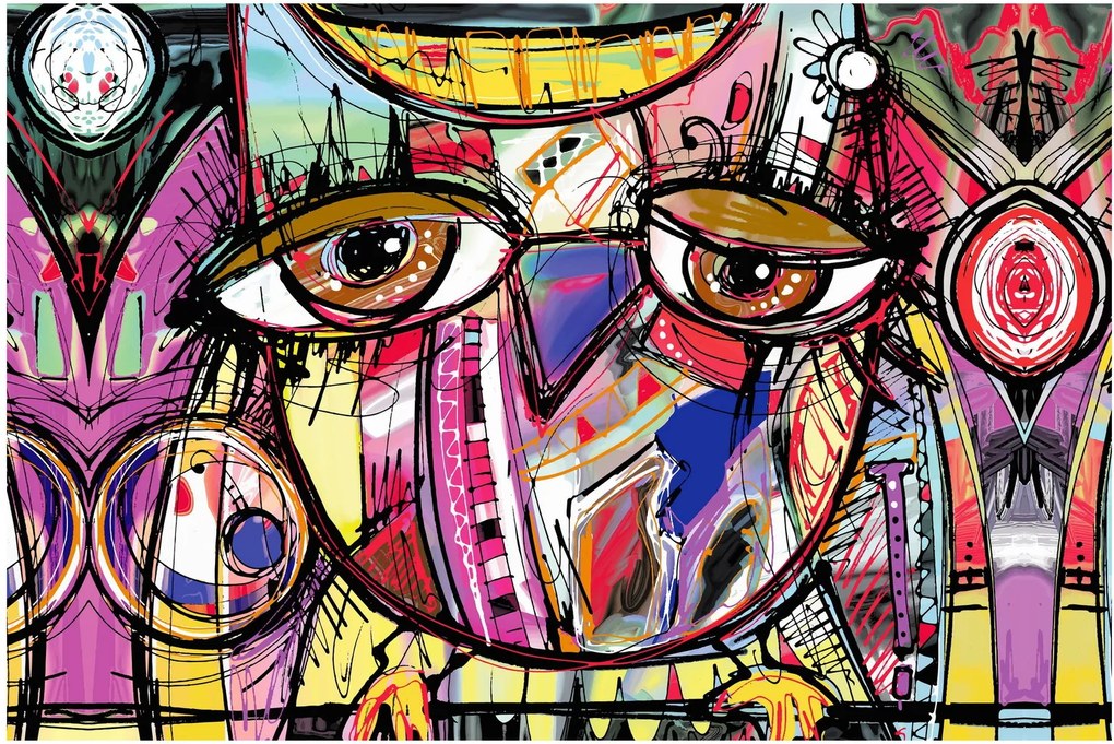Obraz - Street art - sova (90x60 cm)