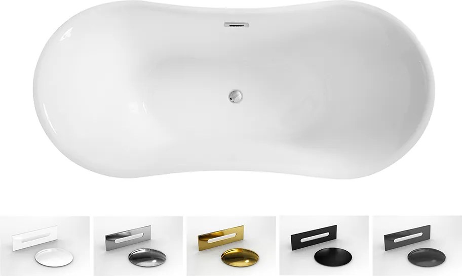 Besco Akrylátová voľne stojaca vaňa Amber BW Matt 170x80 BESCO-Typ výpuste: Click-Clack s prepadom, chróm, BESCO-Rozmery: 170x80, BESCO-Farba: Biela/…