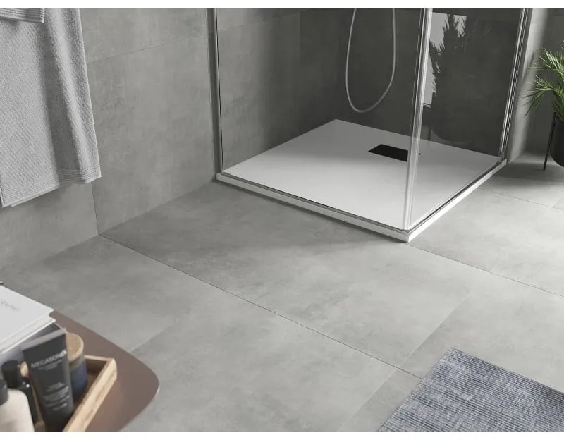 Mexen Hugo, štvorcová sprchová vanička SMC 80 x 80 cm, biela, čierna krytka, 42108080-B