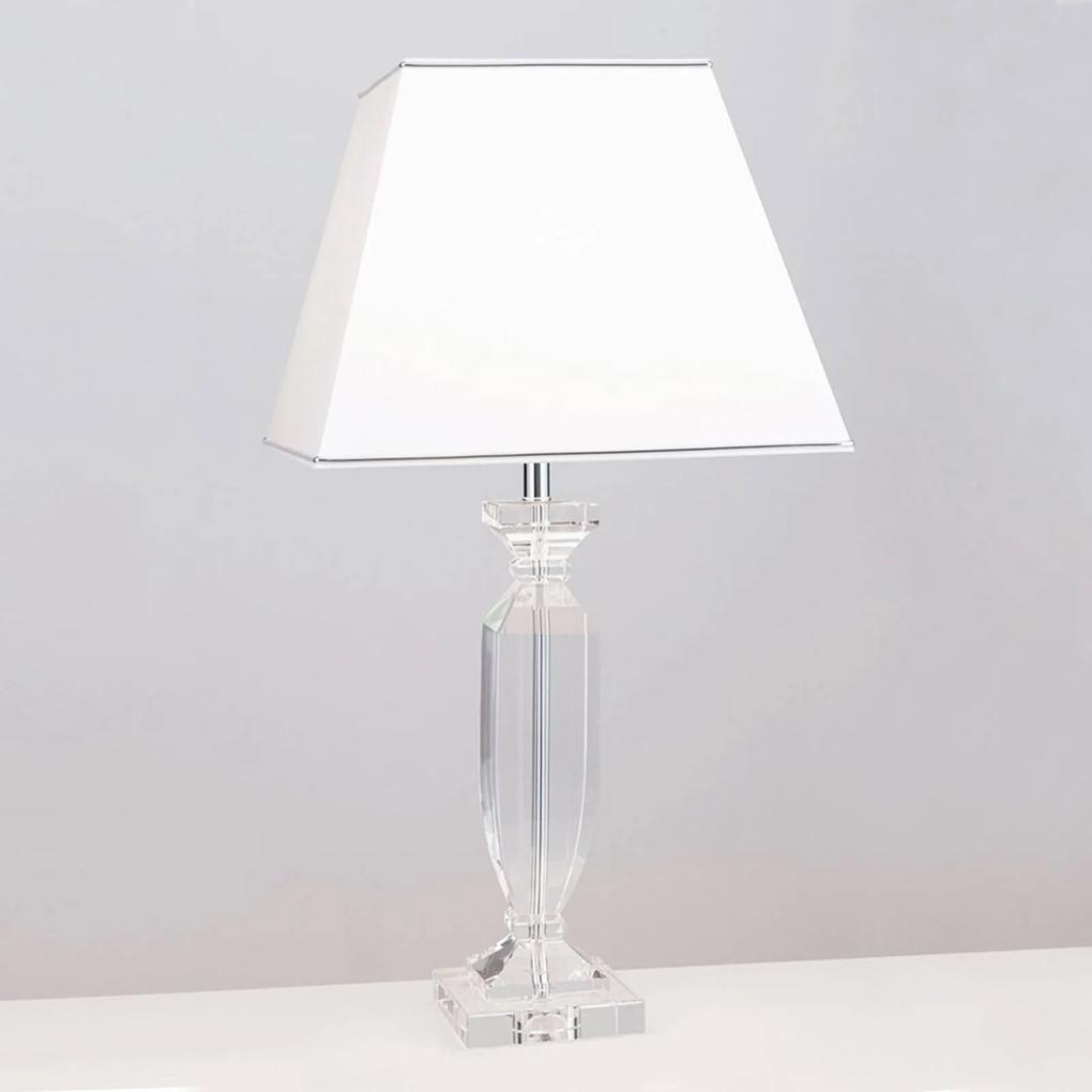 Stolná lampa Pohár s krištáľmi chróm/biela