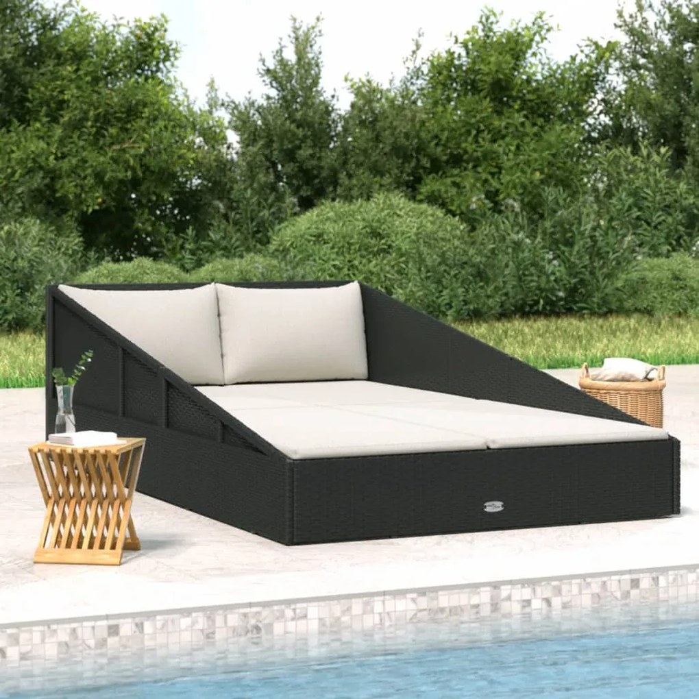 vidaXL Záhradná posteľ čierna 201x139 cm polyratan