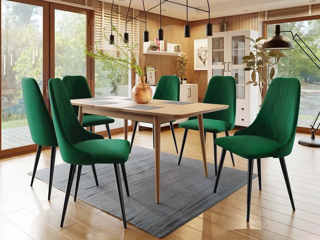 Rozkladací stôl Vidariko 140x80 so 6 kreslami ST91 02, Farby: čierna, Potah: Magic Velvet 2217