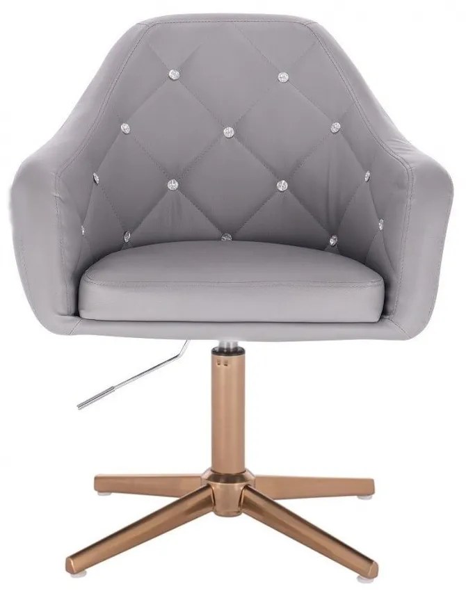 LuxuryForm DESIGN Kreslo ROMA na zlatom kríži - sivé