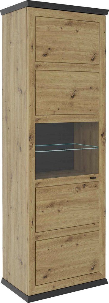XXXLutz VITRÍNA, tmavosivá, dub artisan, 69,6/209,4/43 cm Hom`in - Sklenené vitríny - 000003002907