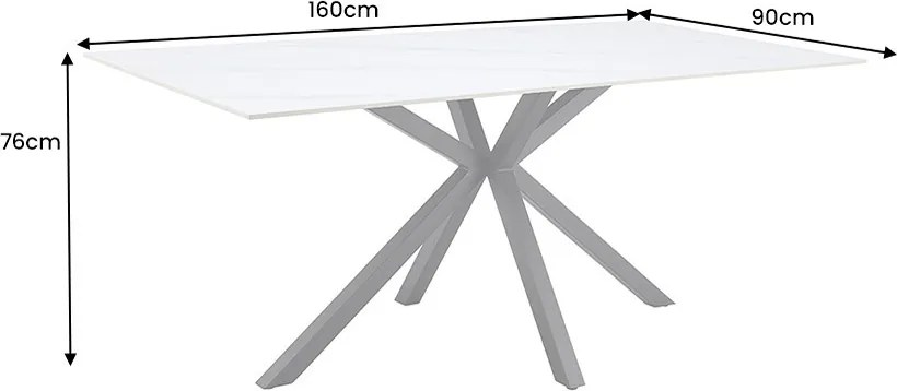Keramický jedálenský stôl Fabrico 160 cm biely