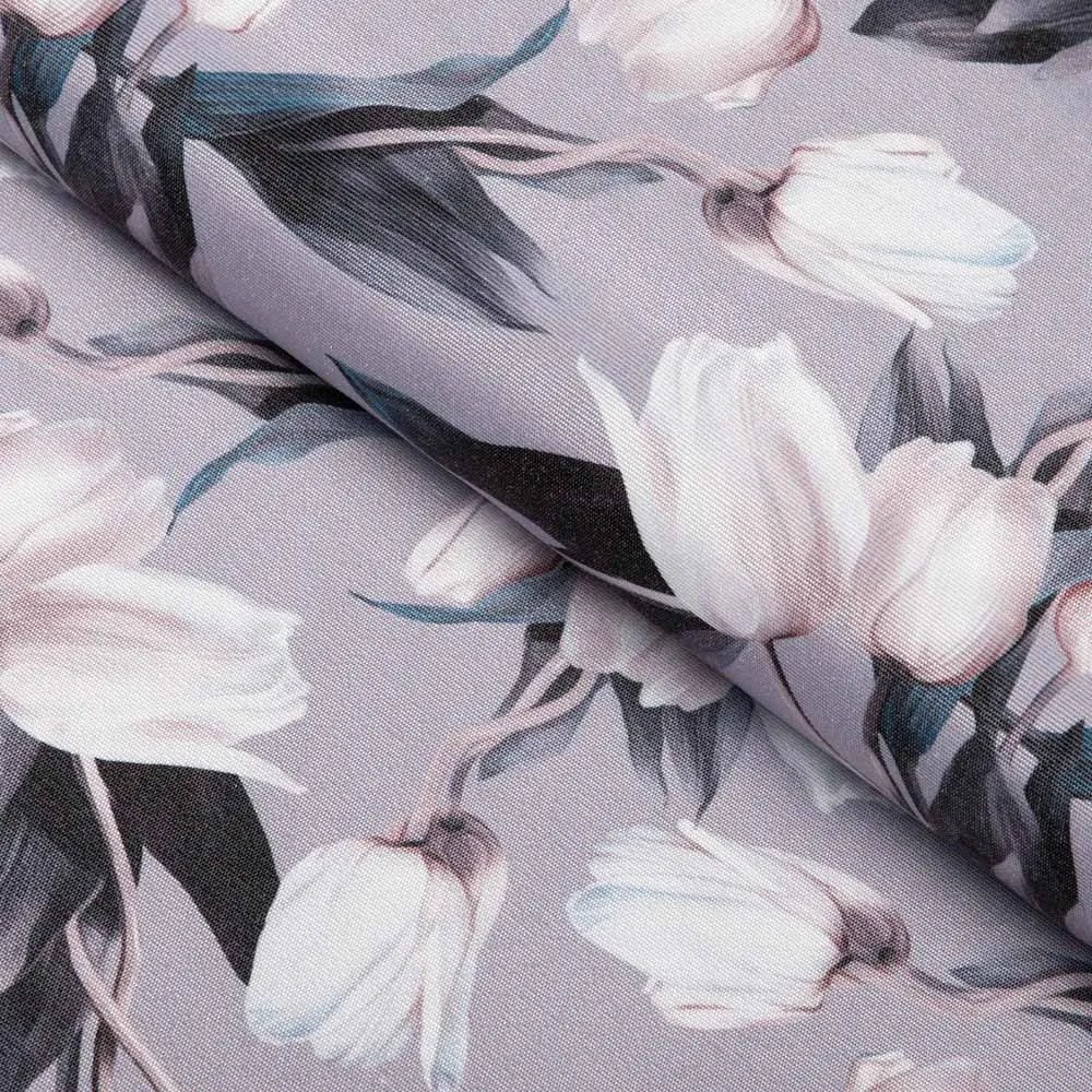 Biante Dekoračný obdĺžnikový obrus PML-034 Biele tulipány na sivom 120x140 cm