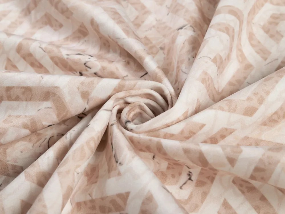 Biante Zamatový obdĺžnikový obrus Tamara TMR-029 Ružovobéžové hexagony s čiernym žíhaním 130x220 cm