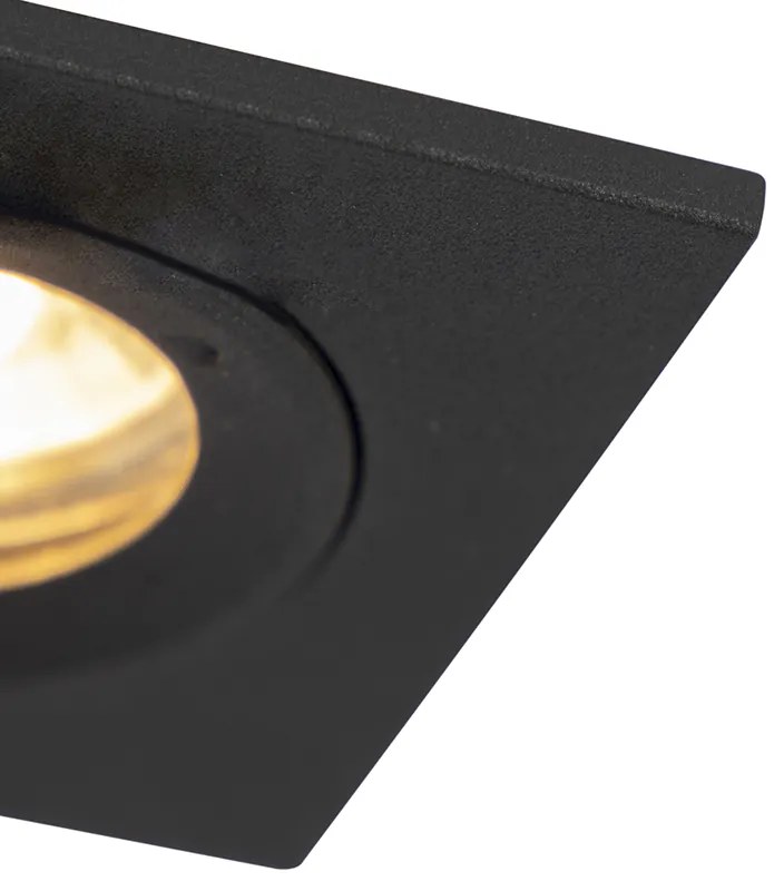 Inteligentné zapustené bodové svietidlo čierne štvorcové IP44 vrátane Wifi GU10 - Xena