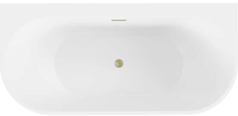 Mexen Oval+, voľne stojaca vaňa ku stene 170 x 80 cm, biela lesklá, zlatý matný prepad, 52681708000-55