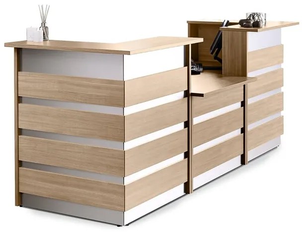 Kompletný recepčný pult INVITE, tvar U, dub