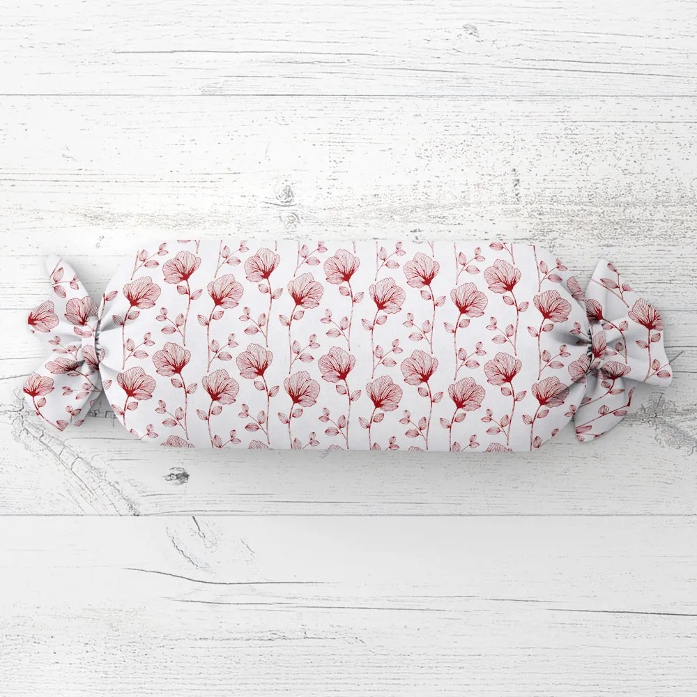 Biante Vankúš valec bonbon Sandra SA-253 Červené poľné kvety 15x80 cm