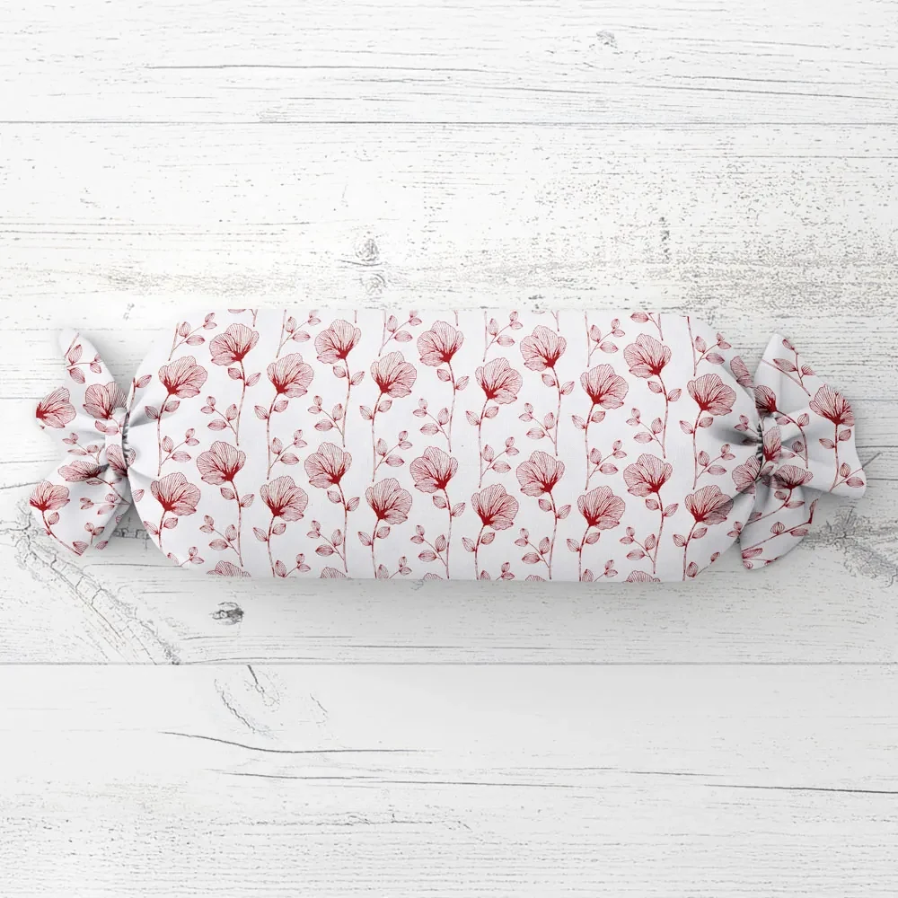 Biante Vankúš valec bonbon Sandra SA-253 Červené poľné kvety 15x80 cm
