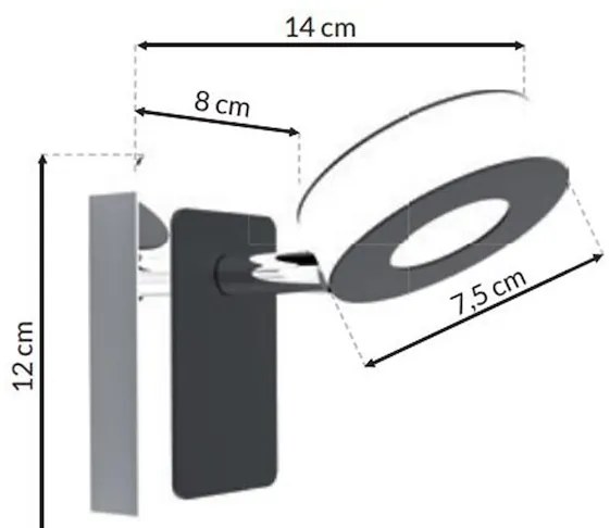 Nástenné LED svietidlo Sole, 1x LED 5w, 4000k, ch/b