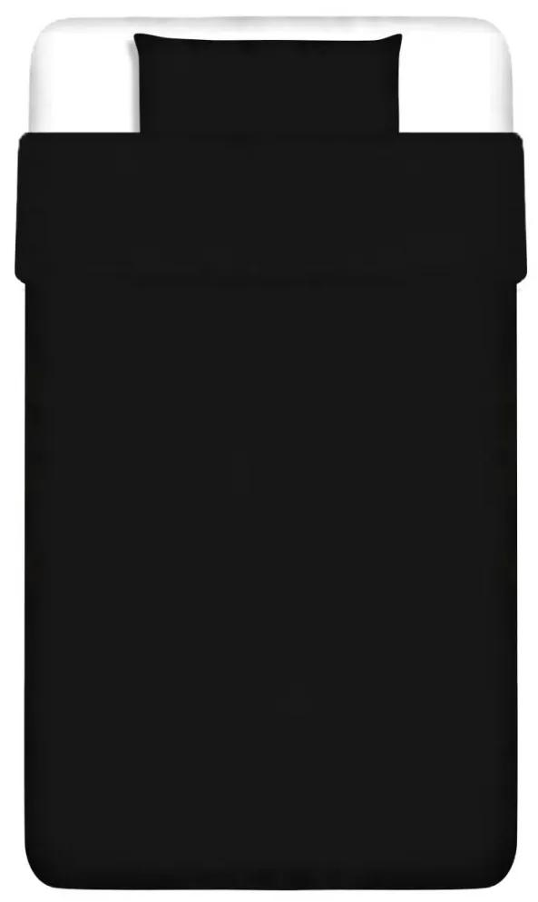 vidaXL Dvojdielna bavlnená sada obliečok na vankúš a paplón, čierna, 155x200/60x70 cm