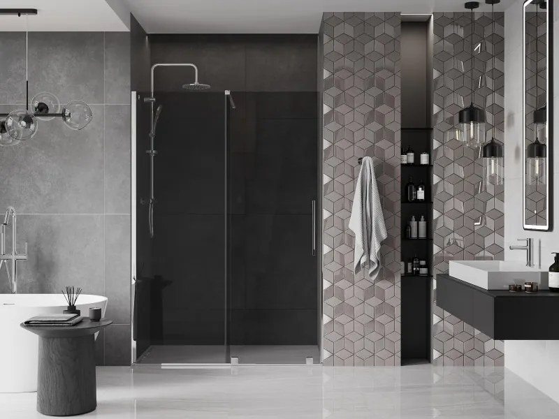 Mexen Velar, posuvné sprchové dvere do otvoru 140 cm, 8mm šedé sklo, chrómová, 871-140-000-41-01