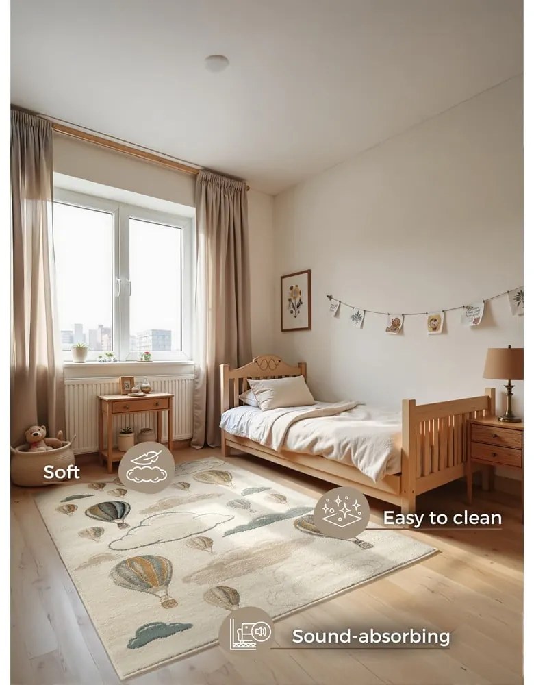 Krémový detský koberec 120x170 cm Hot Air Balloon – Hanse Home