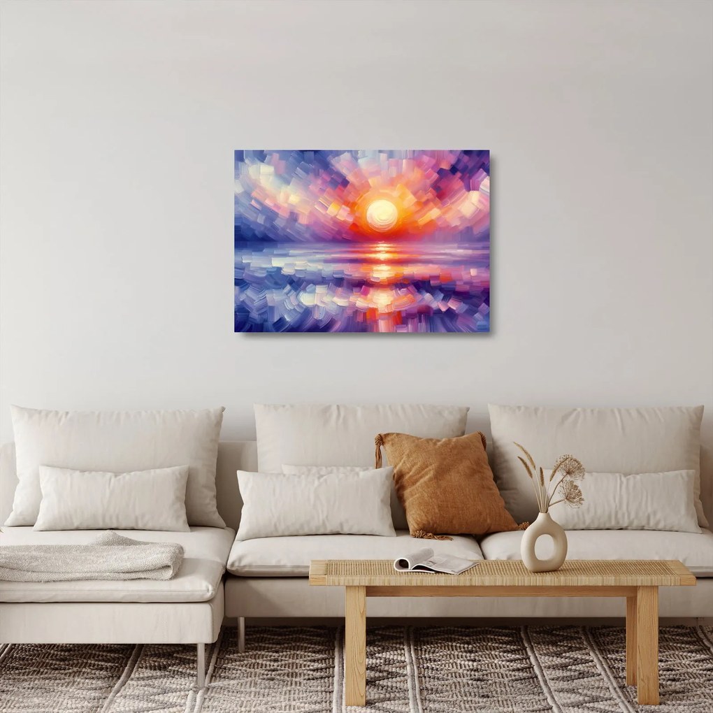 Sklenený obraz - Farebný umelecký západ slnka (70x50 cm)