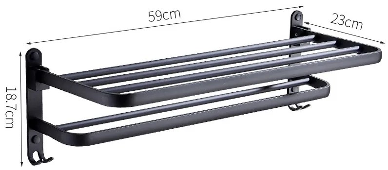 Gamma Gamma, vešiak na uteráky 59cm, čierna matná, GMA-UWS-BK