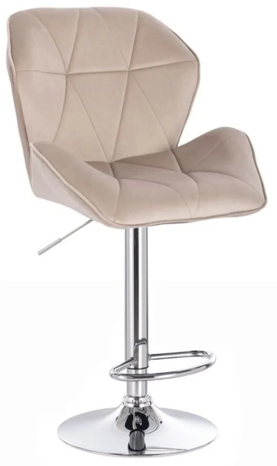 LuxuryForm DESIGN Barová stolička MILANO MAX VELUR na striebornom tanieri - latte