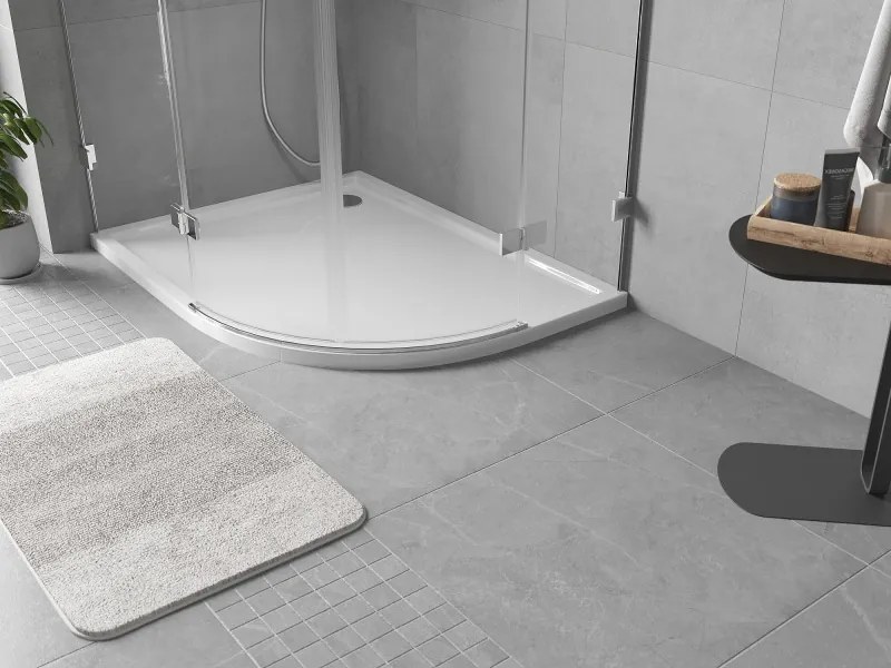 Mexen Flow polkruhový asymetrický slim ľavý 90 x 80 cm, biely lesk - 46Q108090L
