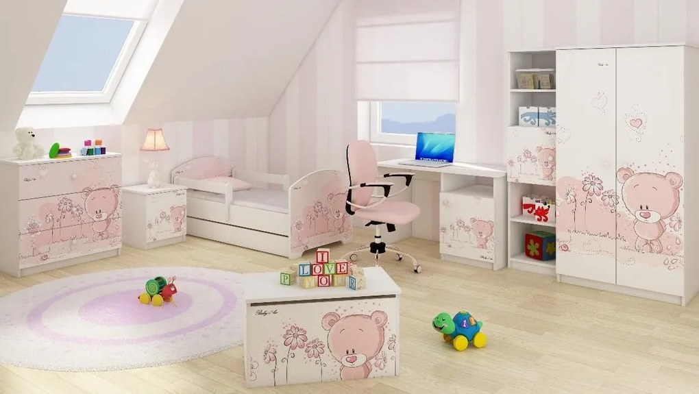 Detský nočný stolík RUŽOVÝ MACKO