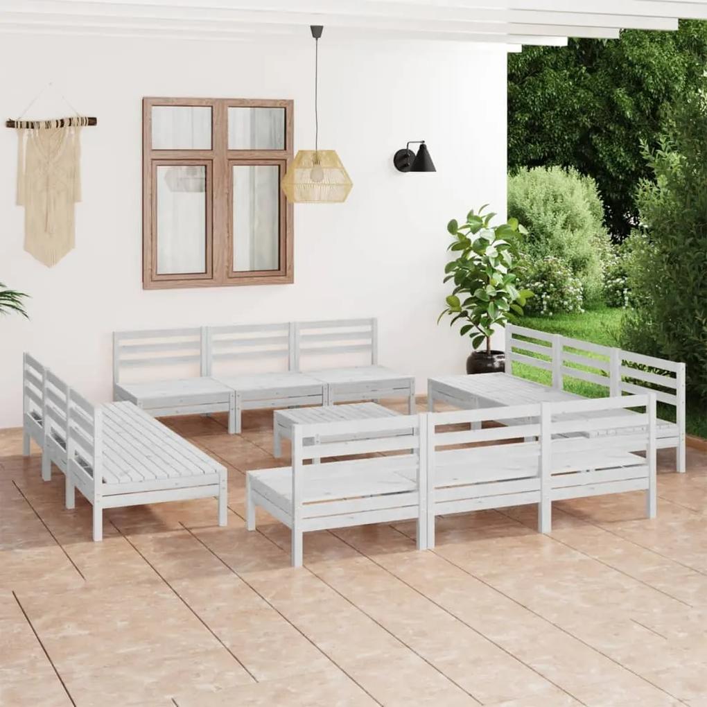 13-dielna záhradná sedacia súprava biela masívne borovicové drevo 3082423