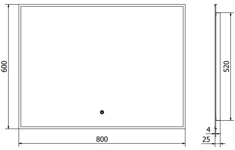 Mexen Erma, LED kúpeľňové zrkadlo s podsvietením a čiernym rámom 80x60 cm, 6000K, ochrana proti zahmlievaniu, 9814-080-060-611-70