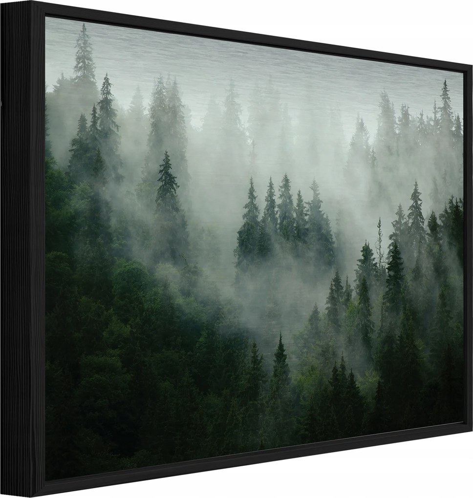 Obraz Na Kovu V Ráme Zelený Les Hmla Loft Do Kancelárie PREDSIENE150x100