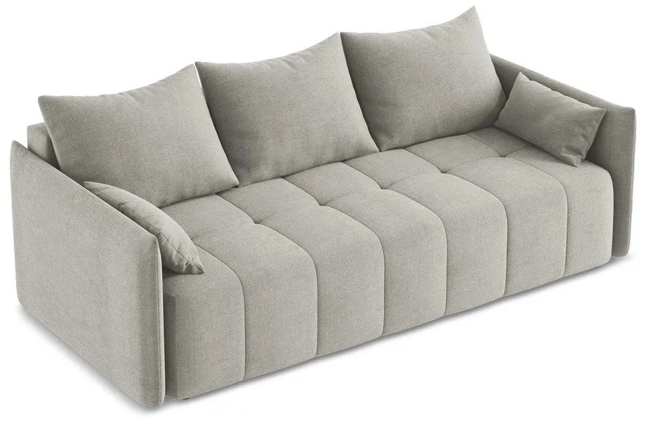 Svetlosivá rozkladacia/s úložným priestorom pohovka 225 cm Moku – Makamii