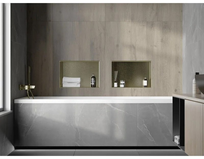 Mexen X-Wall-NR, polička na zapustenie pod obklad bez goliera 45 x 30 cm, zlatá lesklá, 1951453010