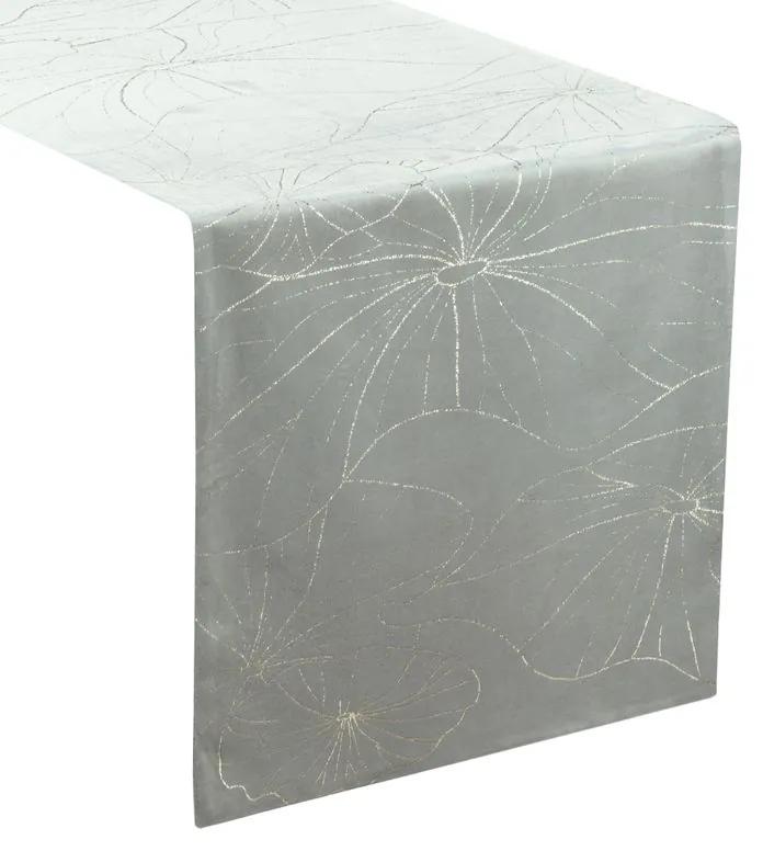 Dekorstudio Elegantný zamatový behúň na stôl BLINK 18 strieborný Rozmer behúňa (šírka x dĺžka): 35x220cm