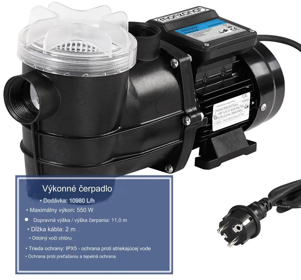 InternetovaZahrada Čerpadlo na pieskový filtračný systém 10 980 l/h s predfiltrom