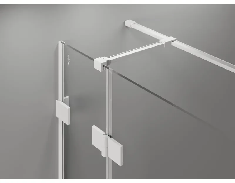 Mexen Lunar T, pravý výklopný sprchový kút 140 x 120 cm, 8mm číre sklo, biely profil, 834T-140-120-20-00-P