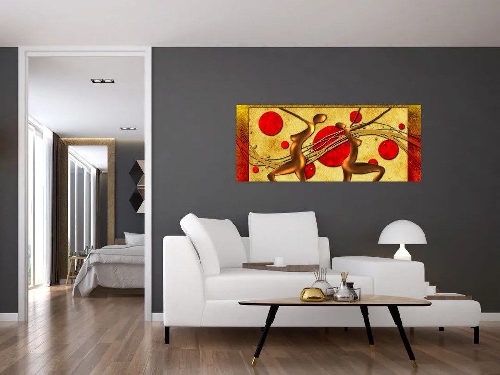 Abstraktný obraz s dvoma ženami (120x50 cm)