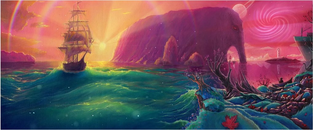 Obraz - Olejomaľba, Plavba do fantastickej ríše (120x50 cm)