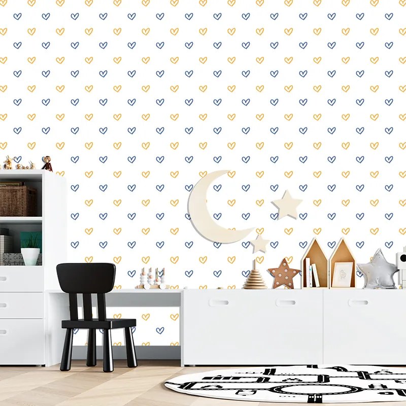 Sablio Tapeta Maľované srdce na bielej - 125x75 cm
