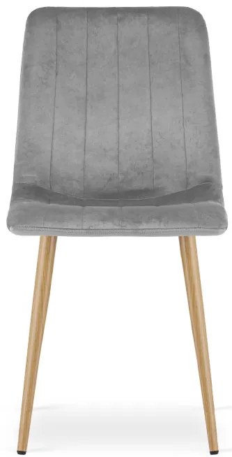 Set štyroch jedálenských stoličiek LAVA zamatové, svetlosivé / hnedé nohy (4 ks)