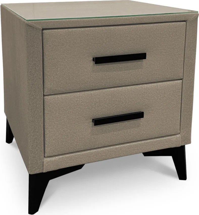 Nočný stolík s 2 zásuvkami Joy, béžová látka