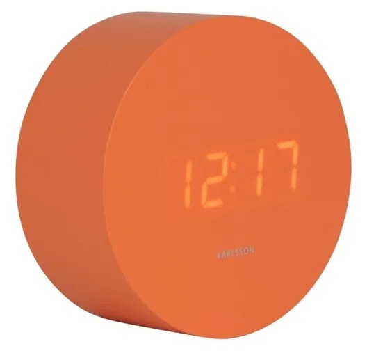 Karlsson 5981OR dizajnové LED hodiny s budíkom oranžová, pr. 9 cm