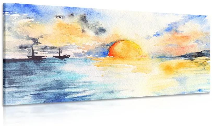 Obraz akvarelové more a zapadajúce slnko Varianta: 120x60