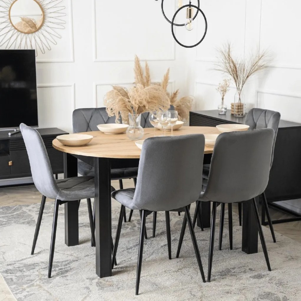 PROXIMA.store - Okrúhly rozkladací stôl HARRY FARBA: dub craft