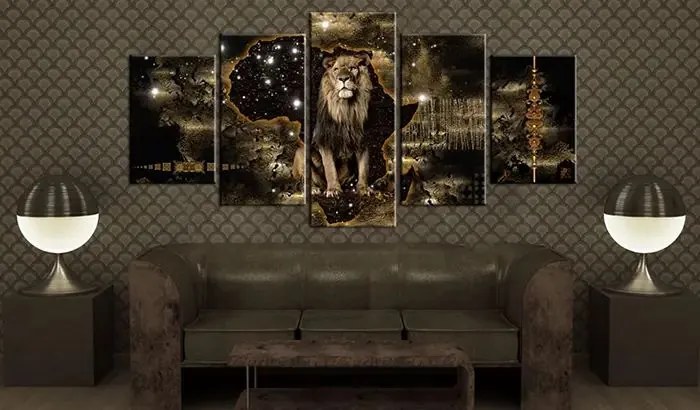 Obraz - Golden Lion (5 Parts) Wide Veľkosť: 100x50, Verzia: Premium Print