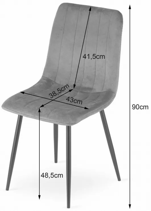 Set 4 kresiel LAVA - tmavozelený zamat / čierne nohy