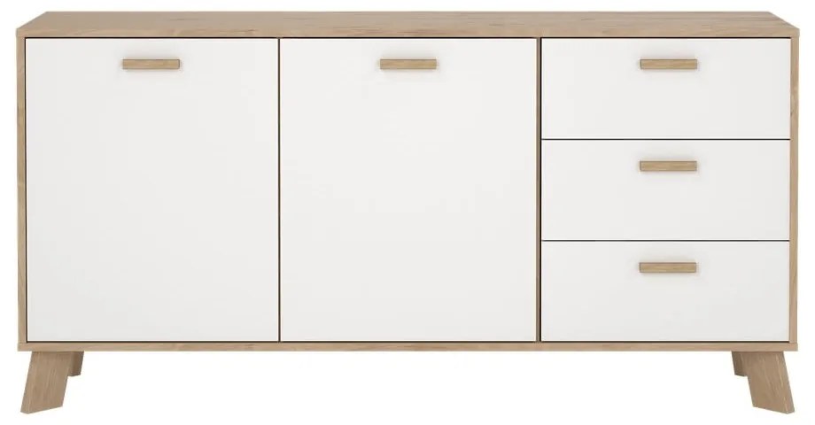 Biela/v prírodnej farbe komoda v dekore duba 147x73x39 cm Ikast – Tvilum
