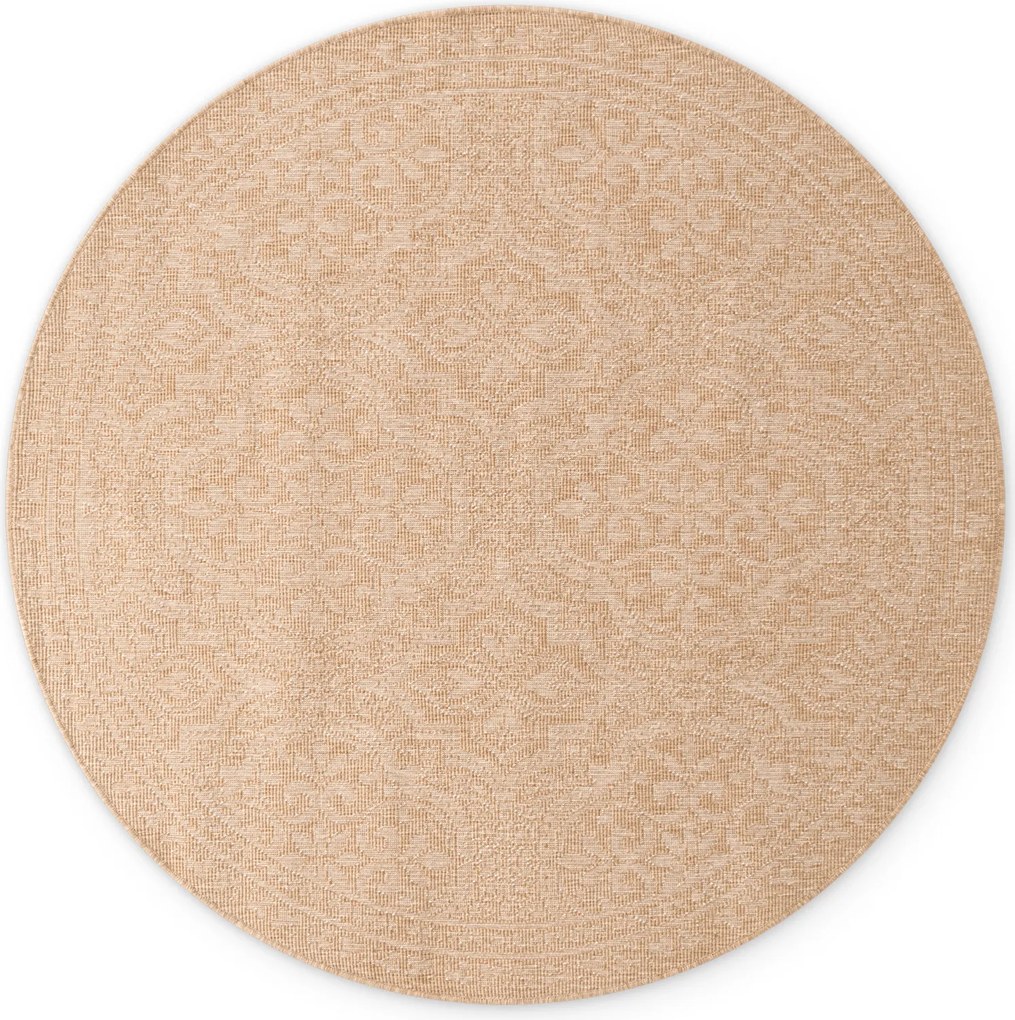 Kusový koberec Duet Rosel 106252 Beige/White kruh - na von aj na doma, 160x160 (priemer) kruh, béžová, chodba / predsieň, NORTHRUGS