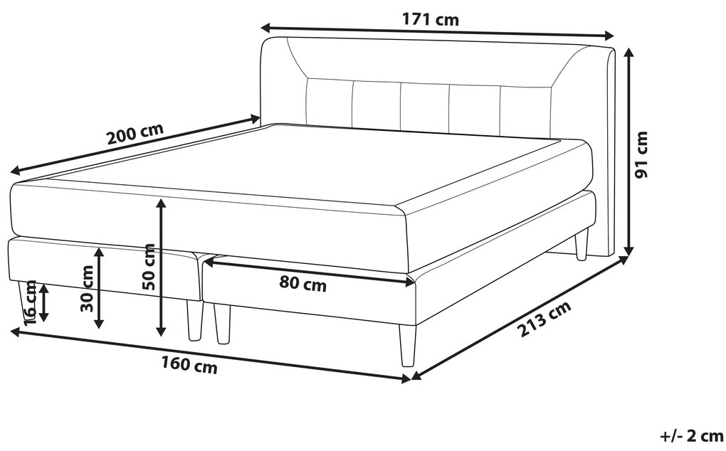 Kontinentálna zamatová posteľ 160 x 200 cm béžová MARQUISE Beliani